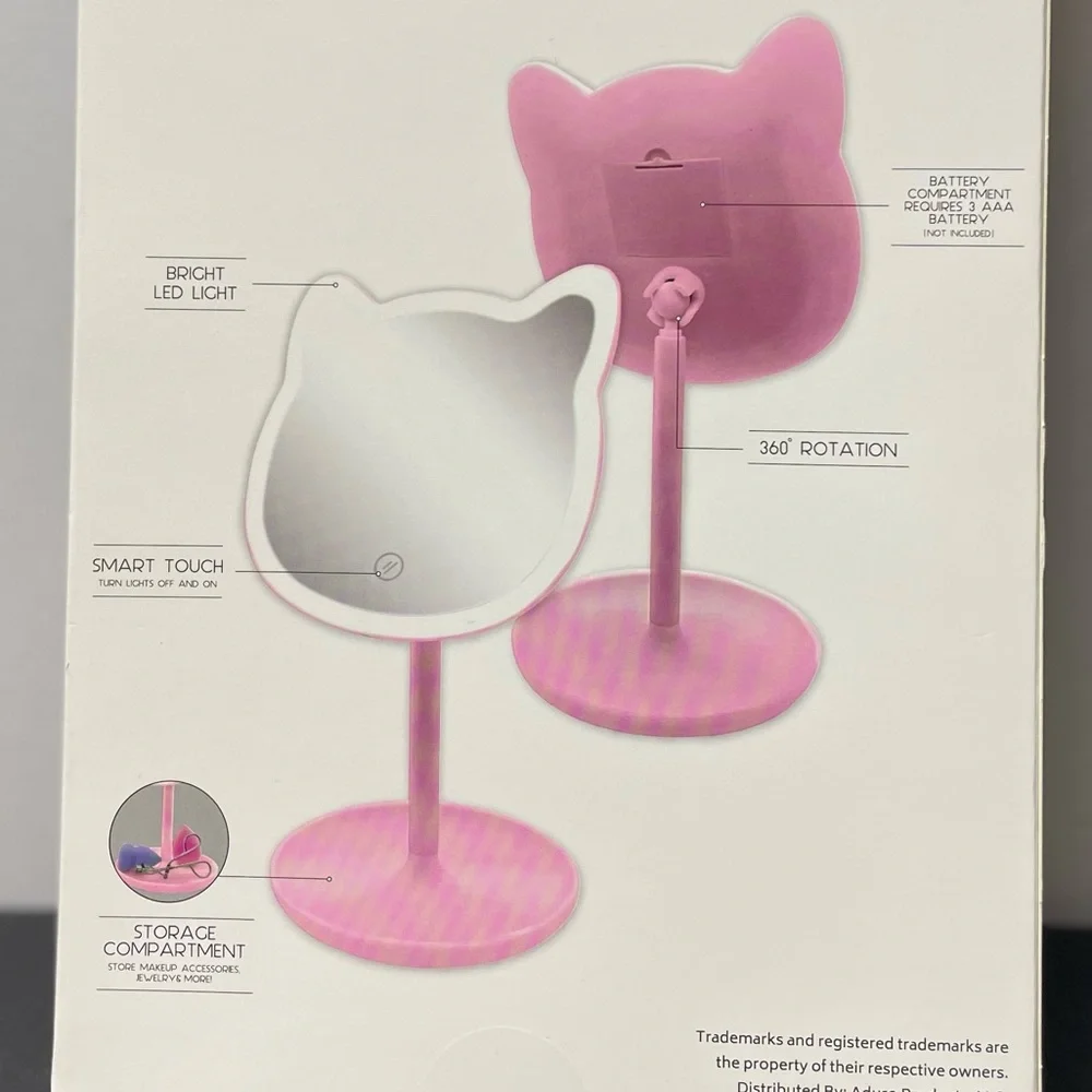 URBAN BUTTERFLY VANITY MIRROR KITTY SHAPED PINK